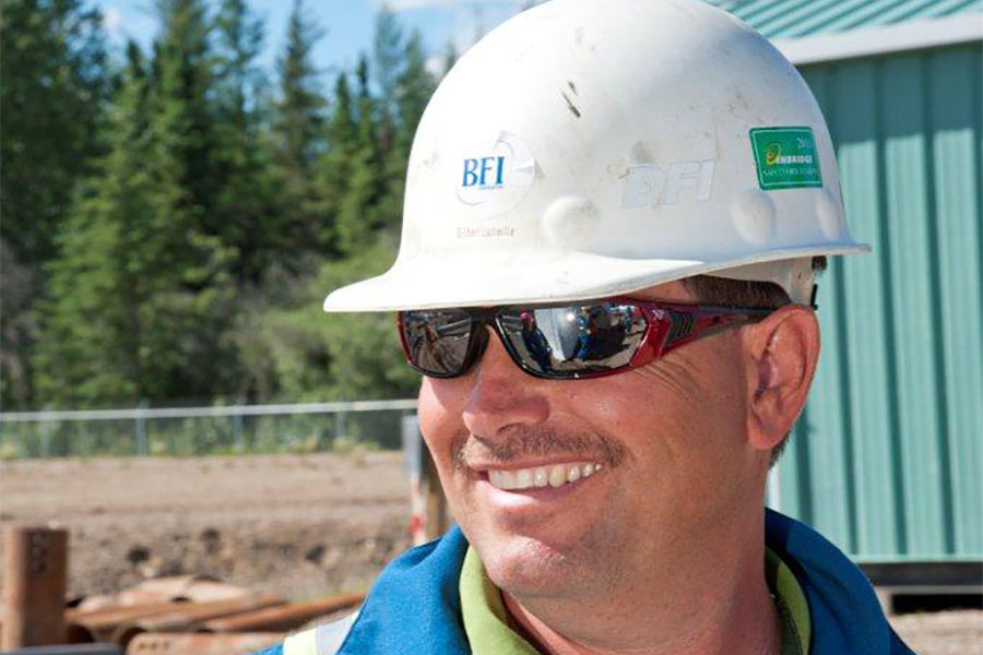 bfi worker wearing hardhat